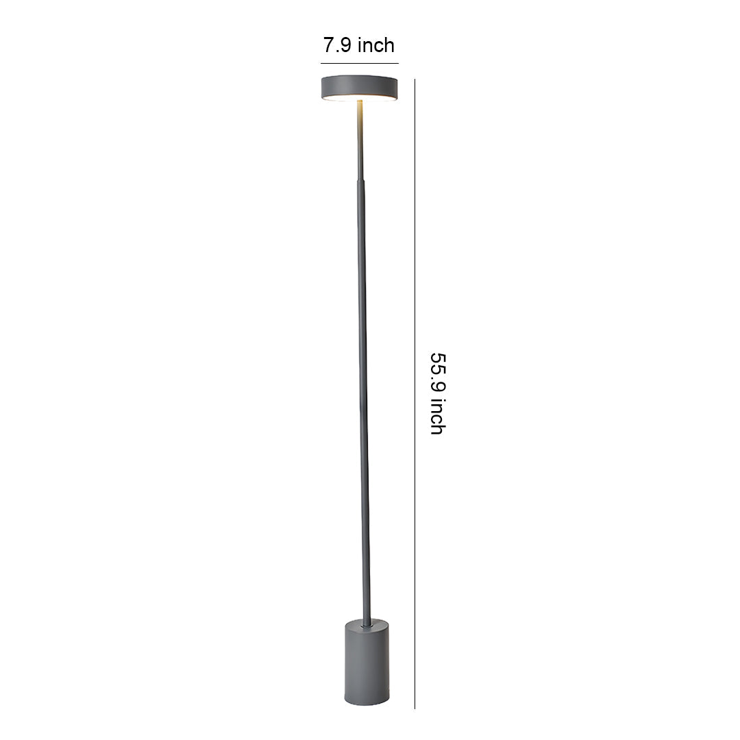 Modern minimalist LED petite floor lamp with sleek black cylindrical design perfect for contemporary interior lighting applications
