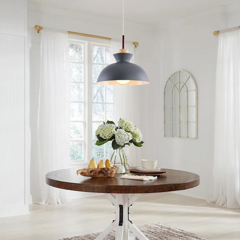Modern Single Pendant Dome Light | Scandinavian Metal Hanging Lamp
