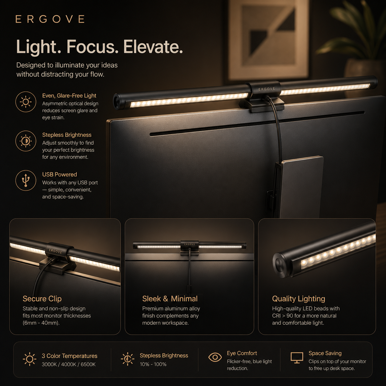 Temperature Adjustable Monitor Light-Bar