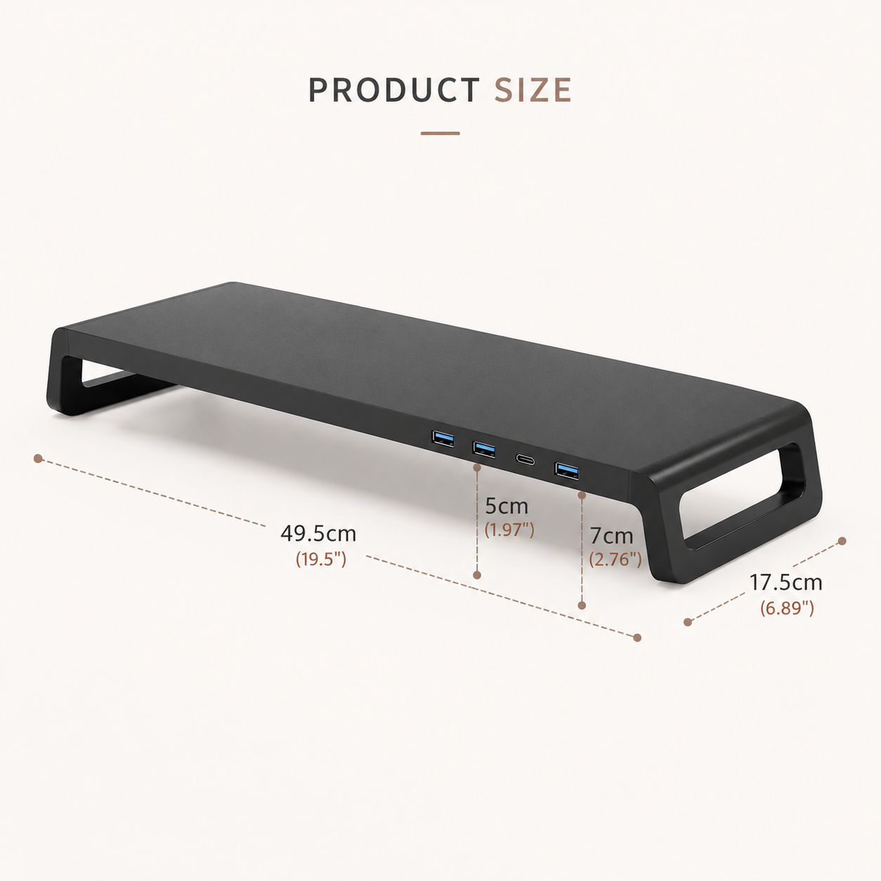 Aluminum Desk Riser with USB 3.0 Hub