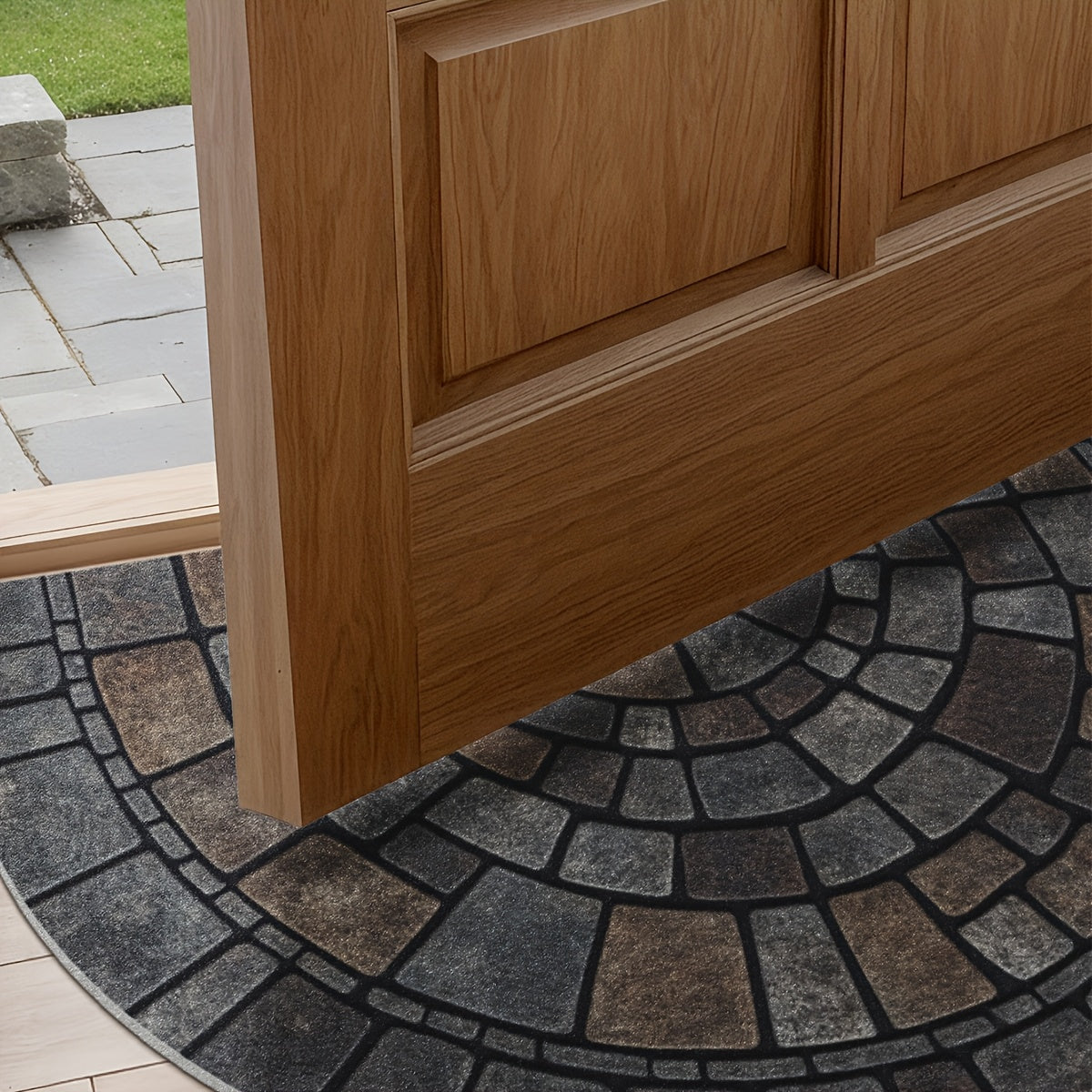Cobblestone Mosaic Half-Circle Door Mat