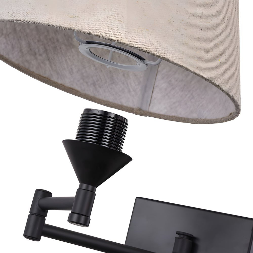 1 - Light Linen/Brown/White Plug - In Swing Arm Wall Lamp with Linen Shade