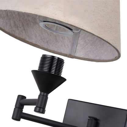 1 - Light Linen/Brown/White Plug - In Swing Arm Wall Lamp with Linen Shade