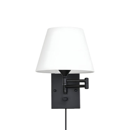 1 - Light Linen/Brown/White Plug - In Swing Arm Wall Lamp with Linen Shade