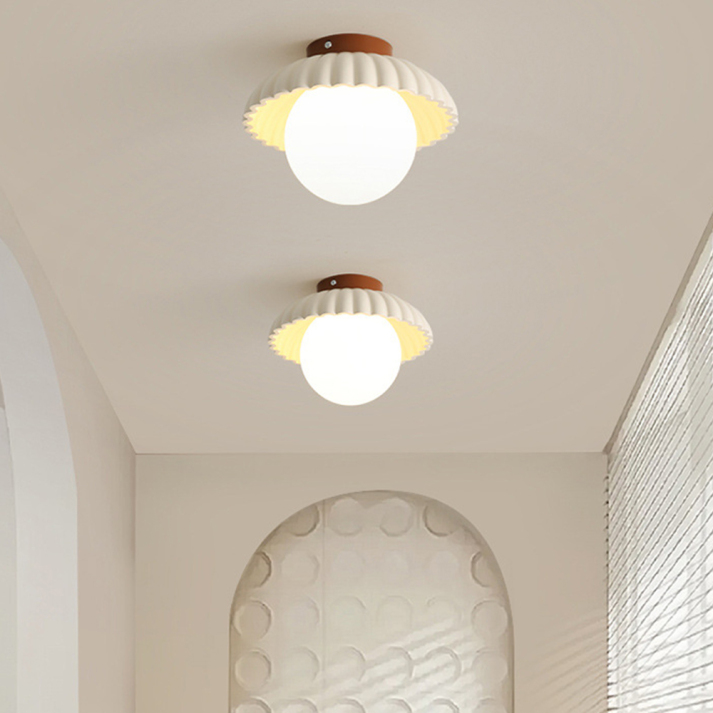Iron & Frosted Glass Hallway Light