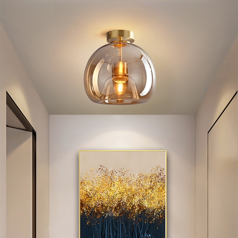 Amber Bubble Glass Pendant, Retro Glow
