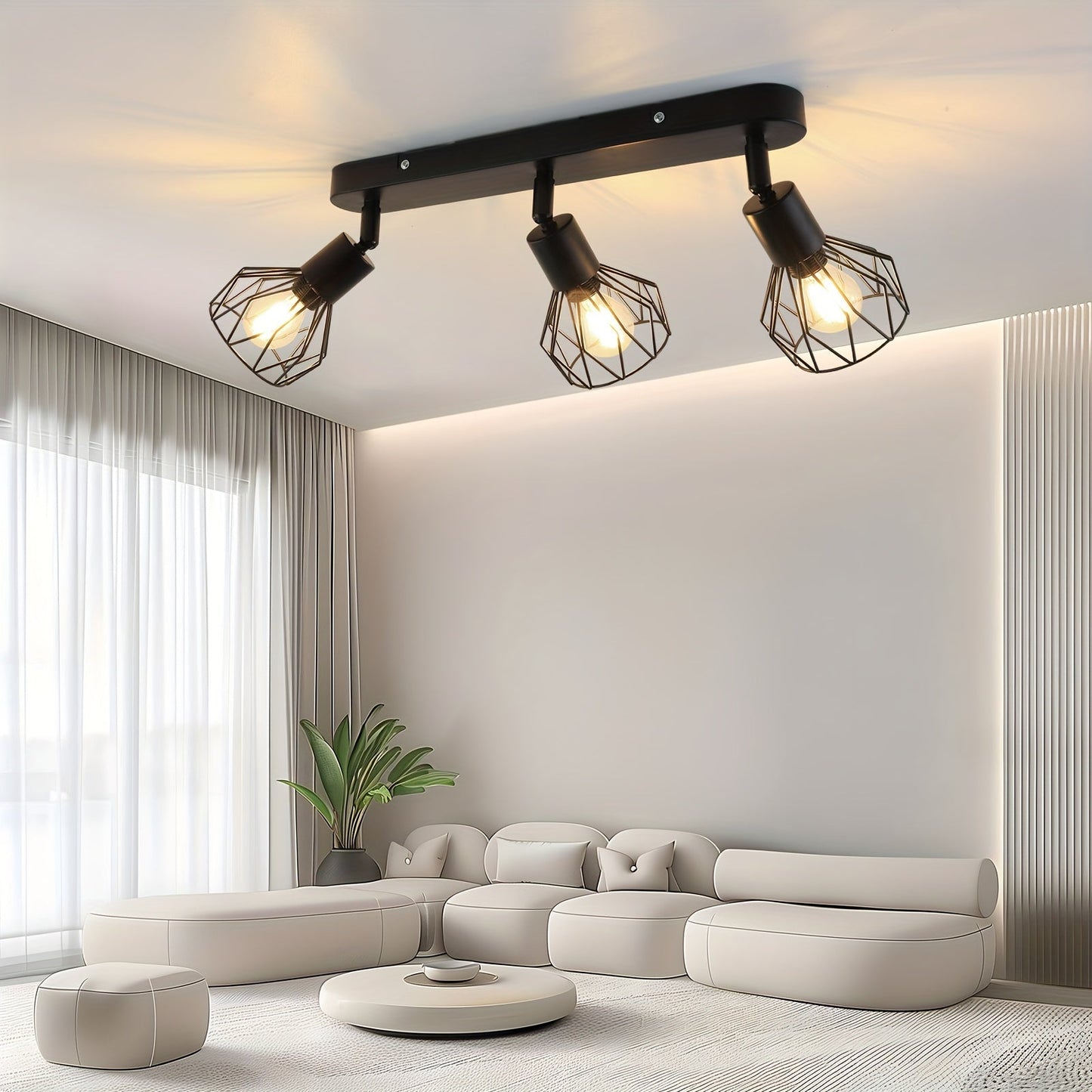 Vintage 3-Light Cage Spotlight