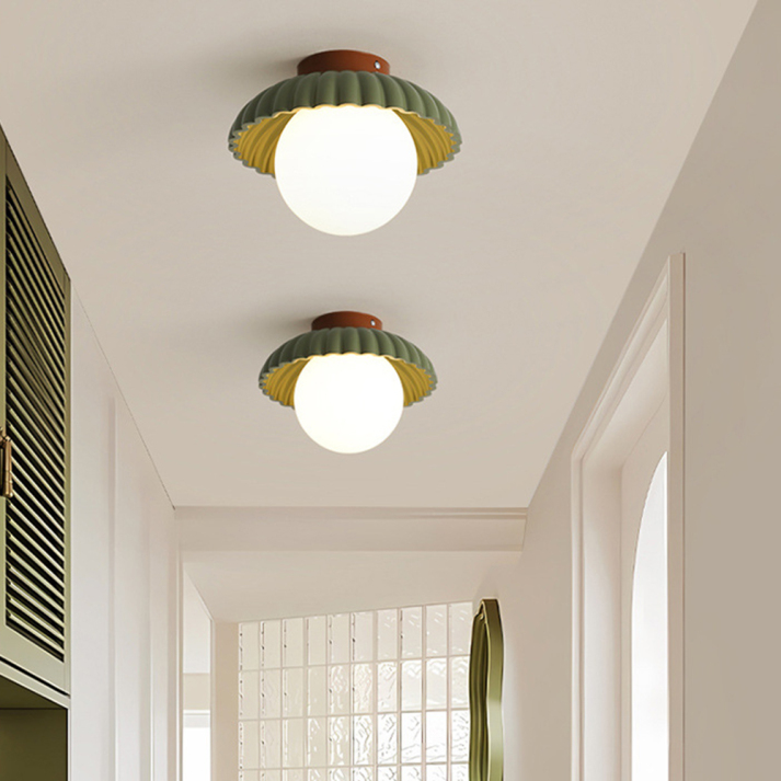 Iron & Frosted Glass Hallway Light
