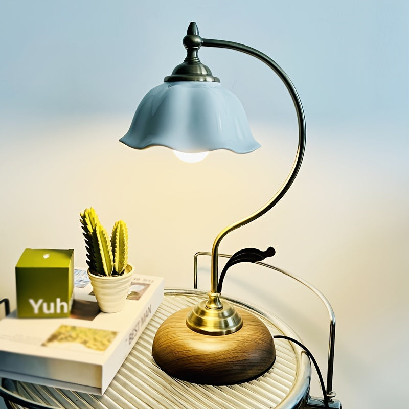 Vintage Goose Neck Brass Table Lamp