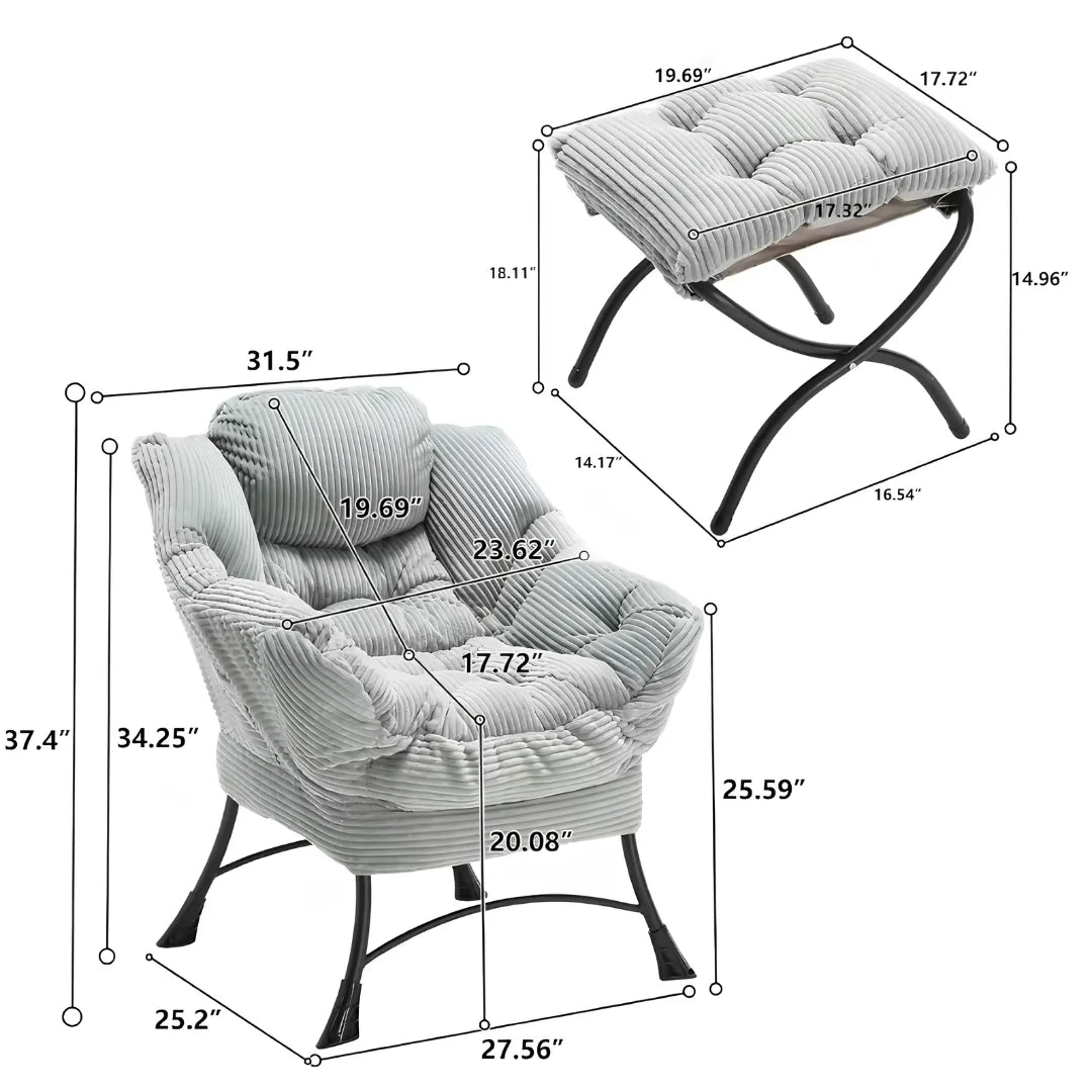 Lazy Chair with Ottoman Folding Lounge