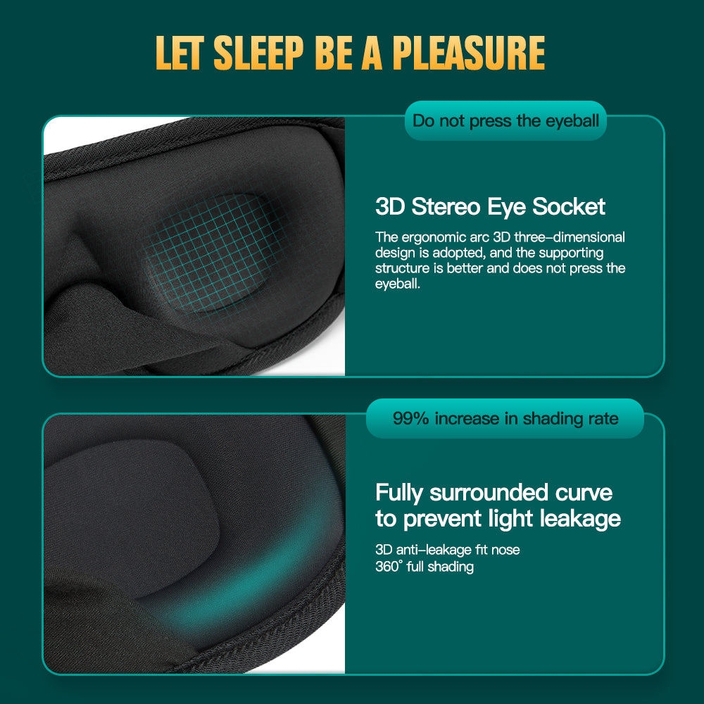 3D Sleep Mask - Total Blackout, No Pressure
