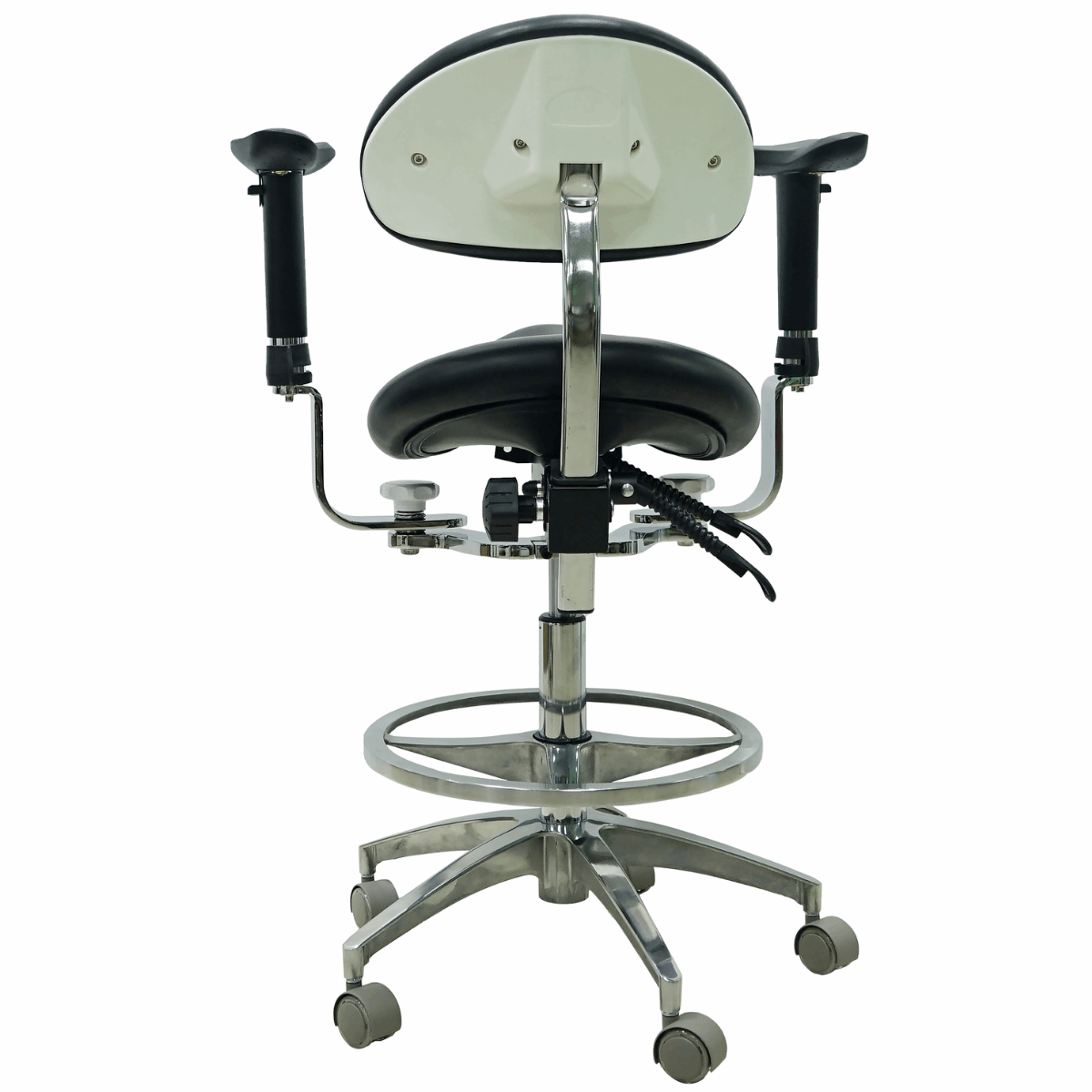 Saddle Style Dental Assistant Stool with Swing-out Armrests/Elbow Supports