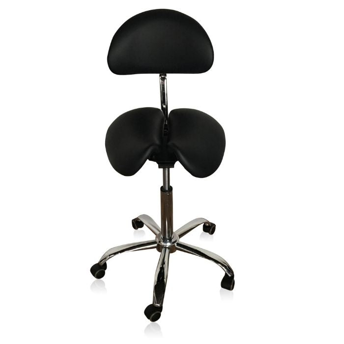Divided Saddle Seat Stool with Backrest For Dental Hygienist