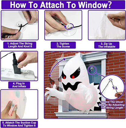 4.6ft Light-Up Inflatable Window Ghost