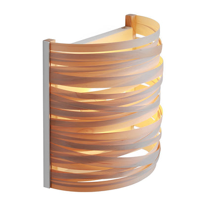Ergové Wall Lamp Handmade Wood Semi-Cylindrical Rustic Modern 8 inch