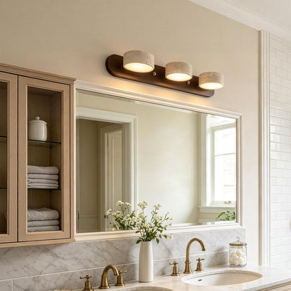Ergové Japandi Vanity Light Bar Travertine Wall Mount
