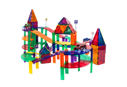 128-Piece Magnetic Car & Track Building Set