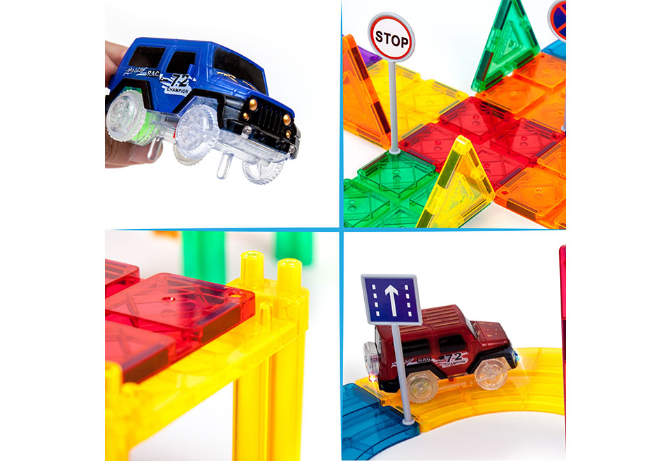 128-Piece Magnetic Car & Track Building Set