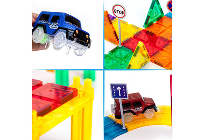 128-Piece Magnetic Car & Track Building Set