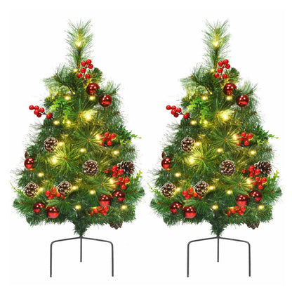 Cordless Pre-Lit LED Walkway Trees, Set of 2