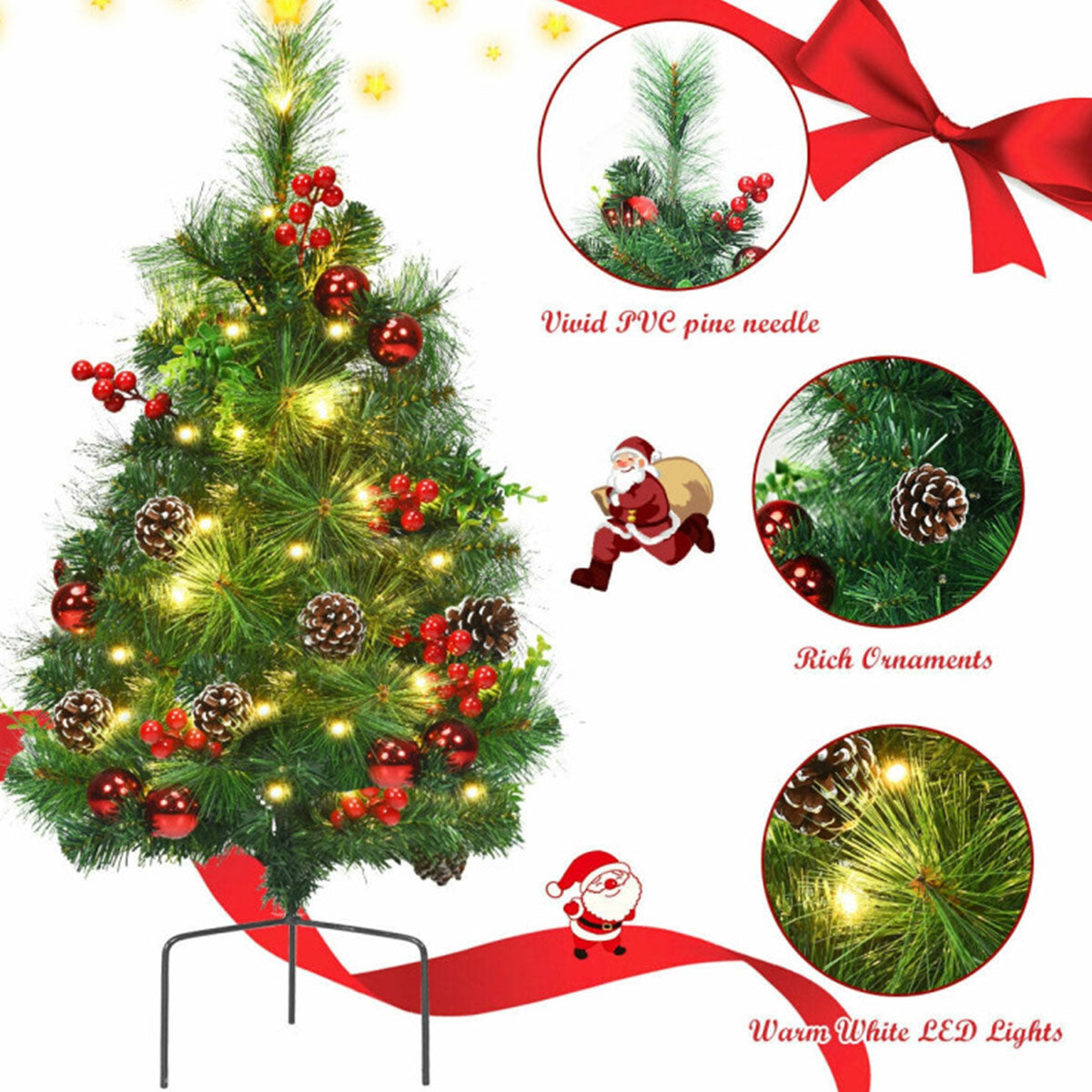 Cordless Pre-Lit LED Walkway Trees, Set of 2