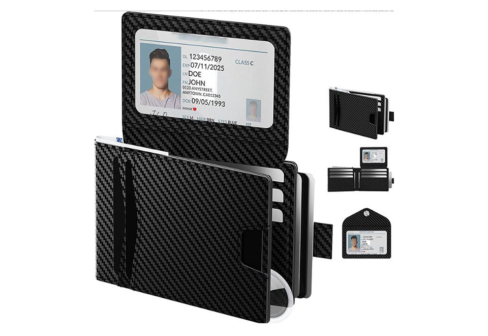 RFID Blocking Leather Wallet + AirTag Slot