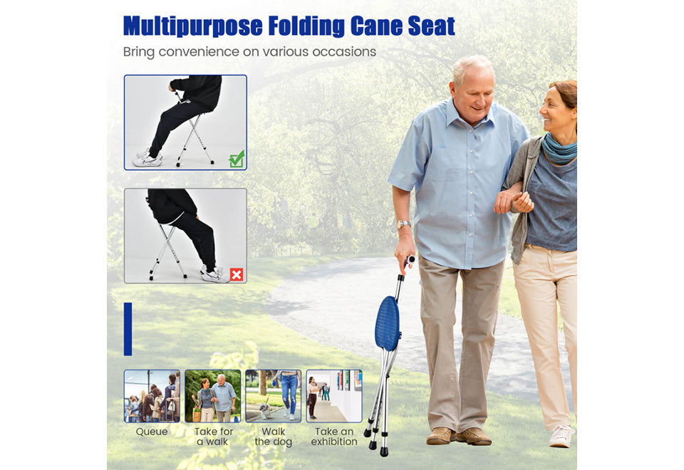 3-in-1 Walking Cane with Seat & Light