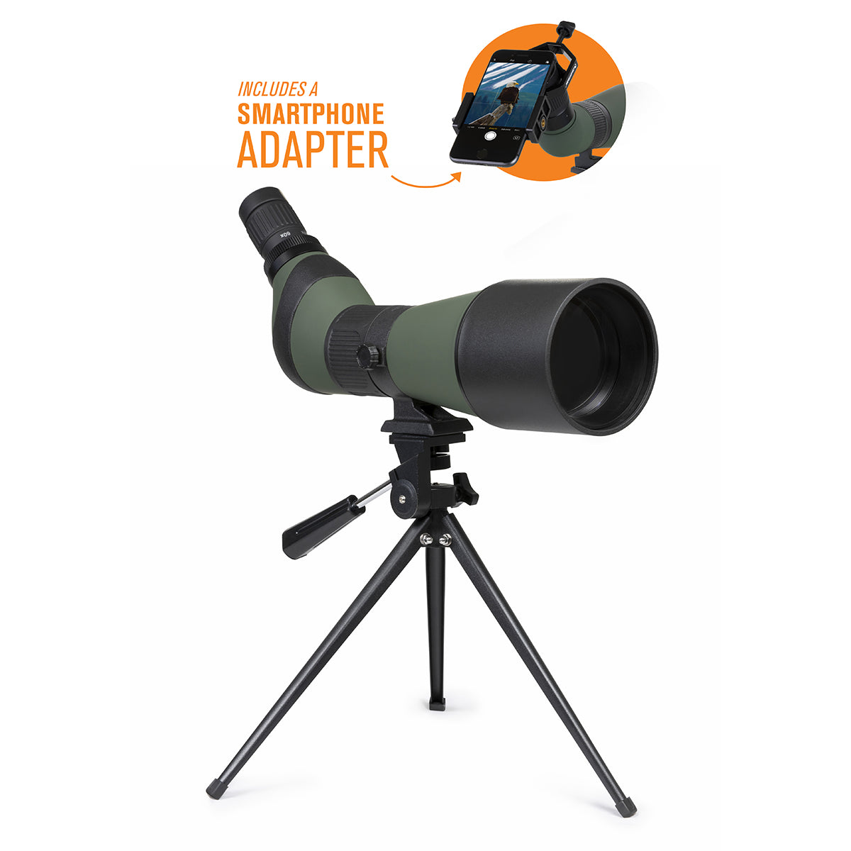 20x-60x Spotting Scope + Smartphone Adapter