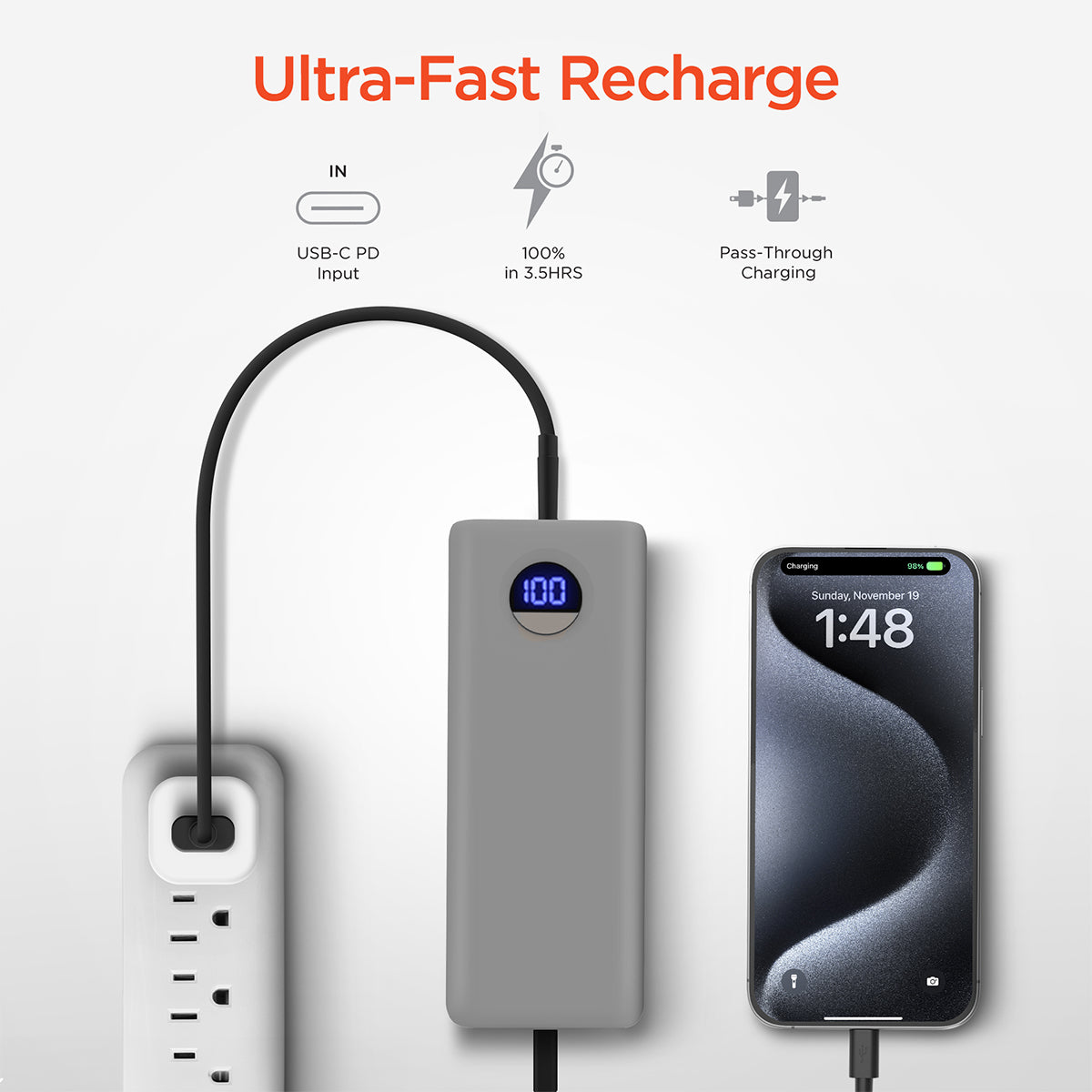 Fast Charge Power Bank with Digital Display
