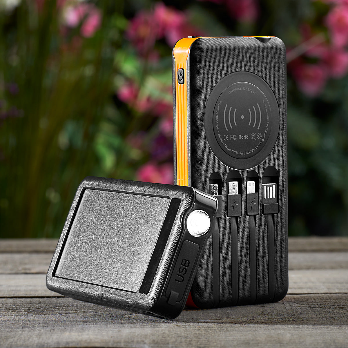 10000mAh Solar Power Bank + Wireless Charge
