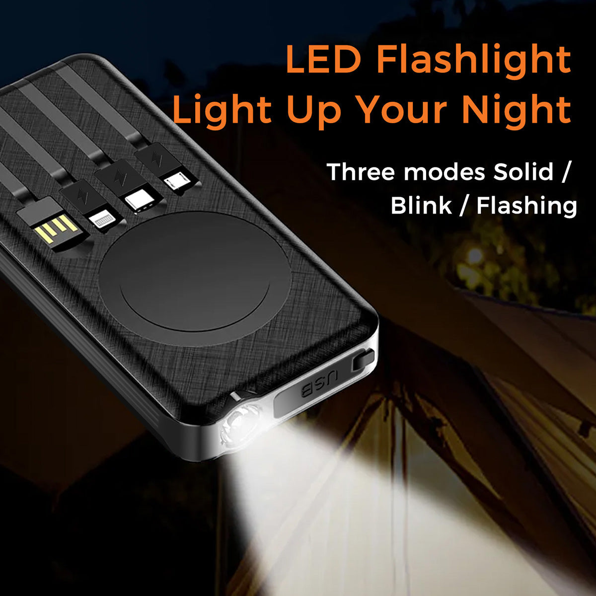 10000mAh Solar Power Bank + Wireless Charge