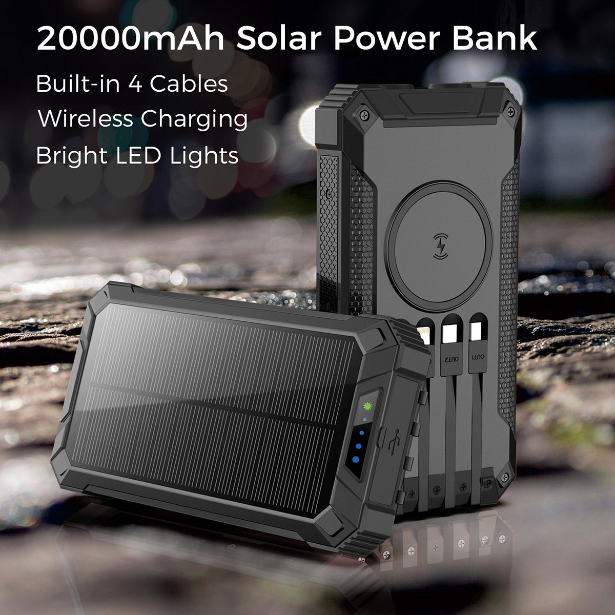 20000mAh Solar Wireless Power Bank