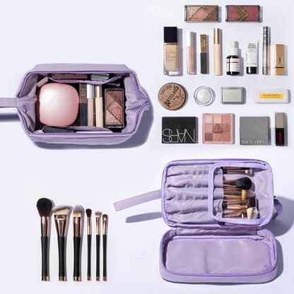 2-in-1 Travel Makeup Case & Brush Organizer