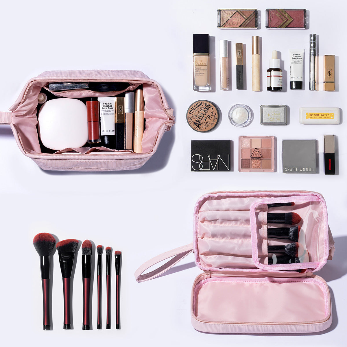 2-in-1 Travel Makeup Case & Brush Organizer