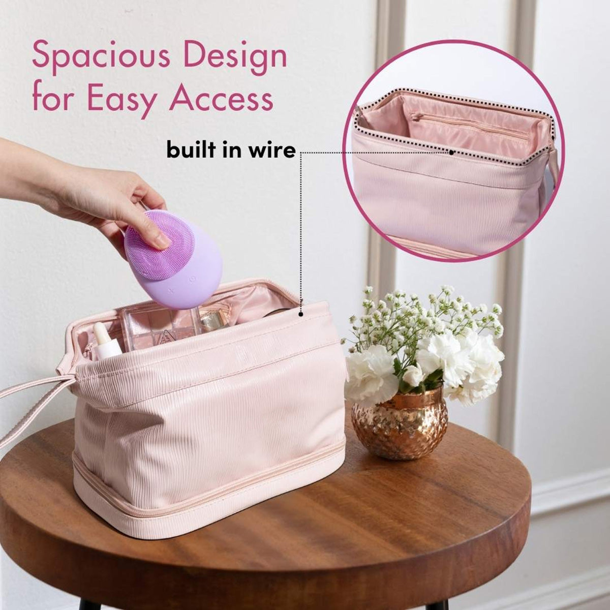 2-in-1 Travel Makeup Case & Brush Organizer
