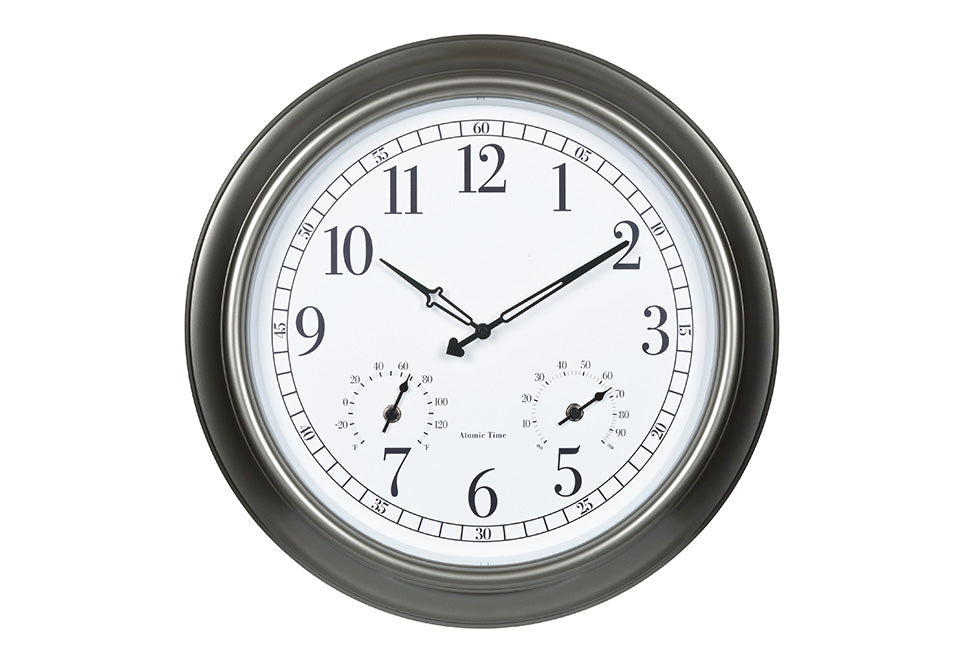18" Atomic Outdoor Clock with Thermometer