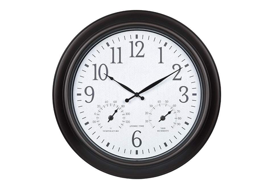 18" Atomic Outdoor Clock with Thermometer