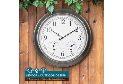 18" Atomic Outdoor Clock with Thermometer