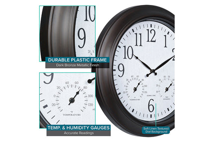 18" Atomic Outdoor Clock with Thermometer