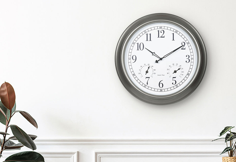 18" Atomic Outdoor Clock with Thermometer