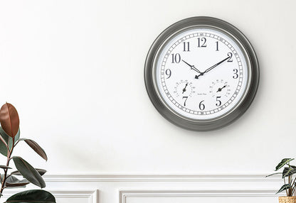 18" Atomic Outdoor Clock with Thermometer