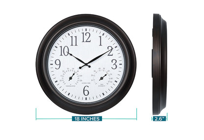 18" Atomic Outdoor Clock with Thermometer