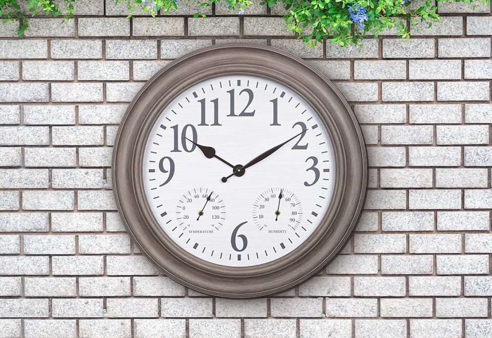 26.2" Oak-Frame Indoor/Outdoor Clock