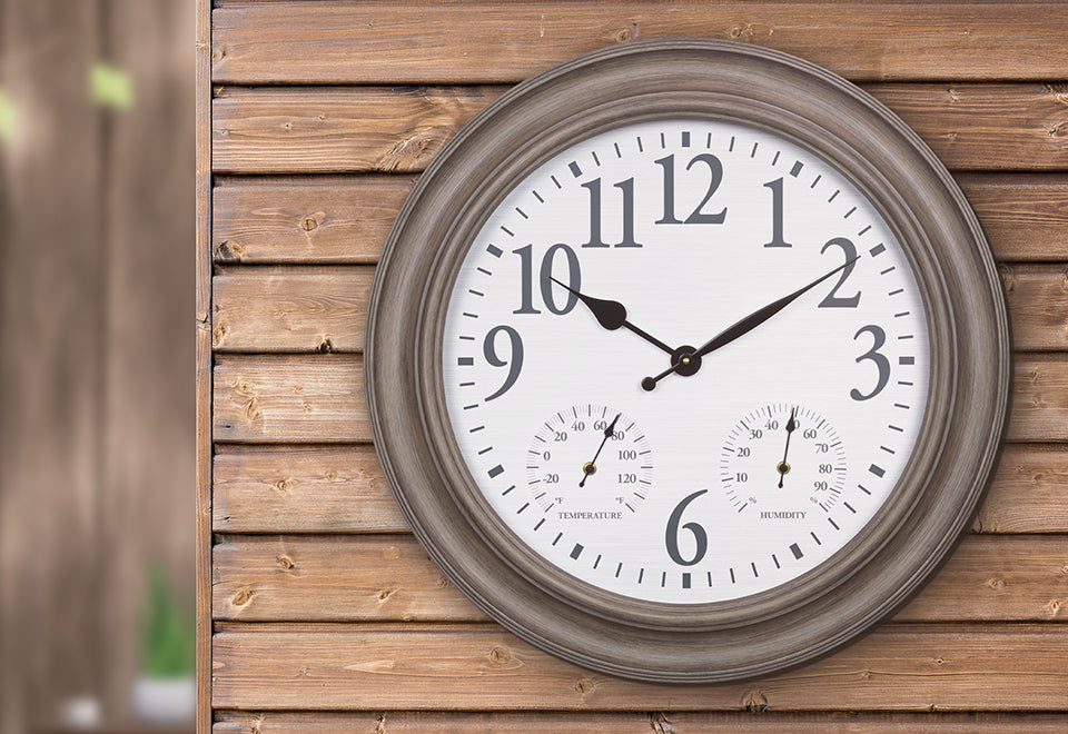 26.2" Oak-Frame Indoor/Outdoor Clock