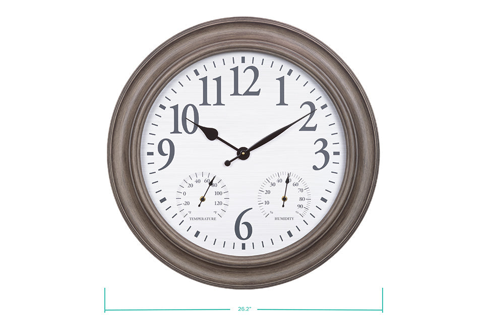 26.2" Oak-Frame Indoor/Outdoor Clock