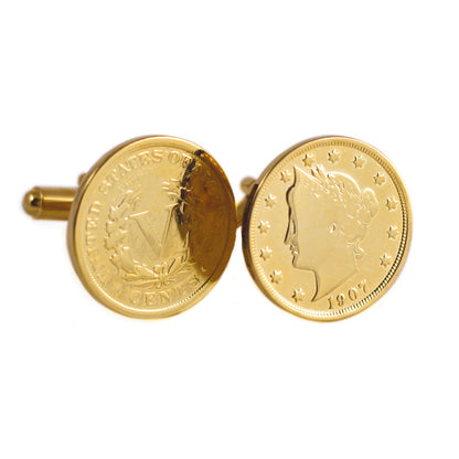 24K Gold Liberty Nickel Cufflinks