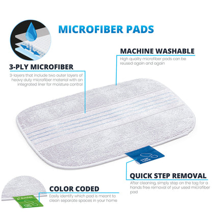 Washable Microfiber Steam Mop Pads, 2-Pk