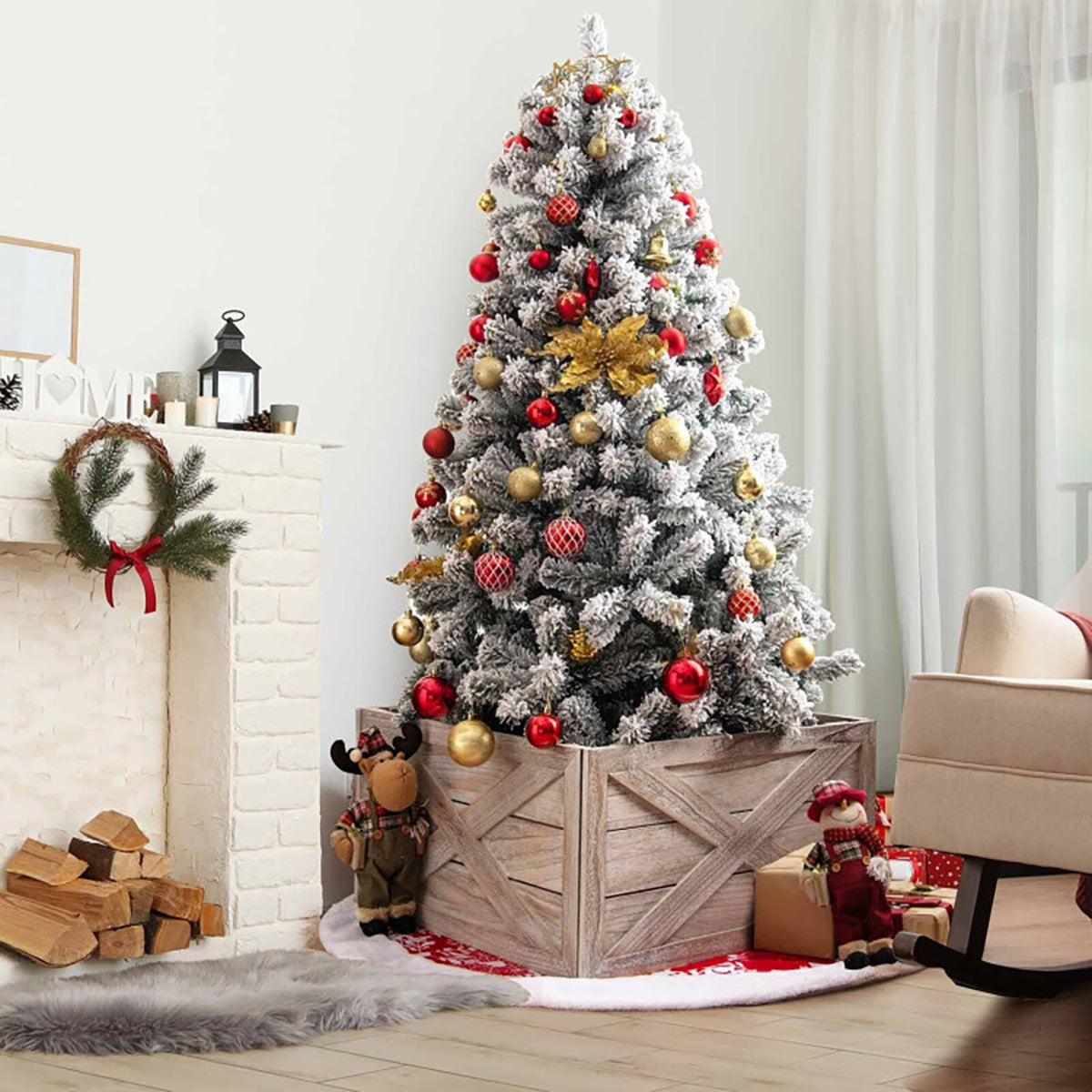 Whitewashed Wood Christmas Tree Collar