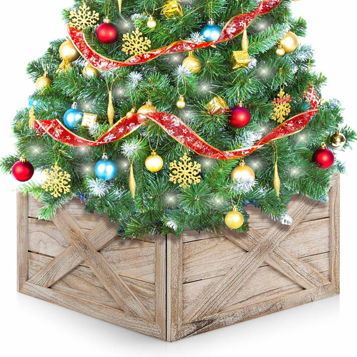 Whitewashed Wood Christmas Tree Collar