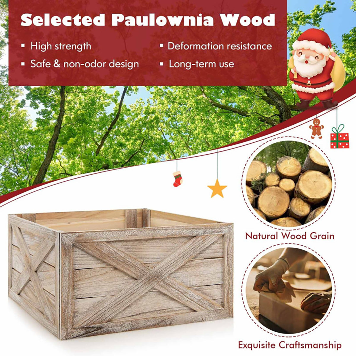 Whitewashed Wood Christmas Tree Collar